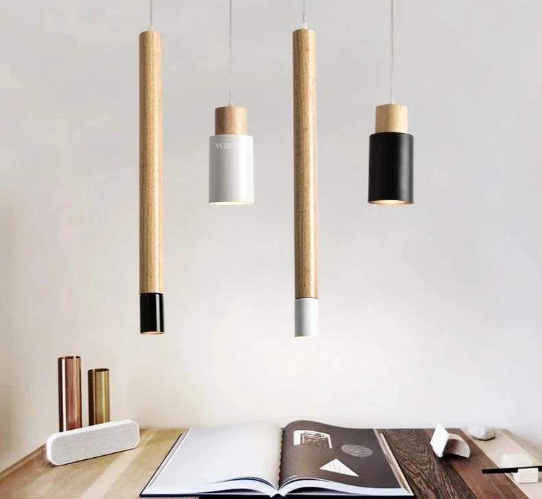 Nordic Long Hanging Wood Lamp