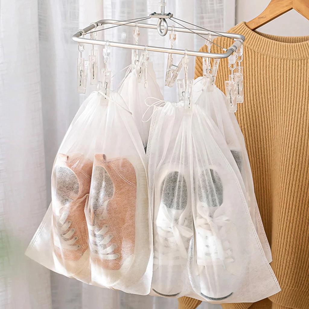 10pcs Shoes Storage Bag Closet Organizer Non-woven Travel Portable Bag Waterproof Pocket Clothing Classified Hanging Bags