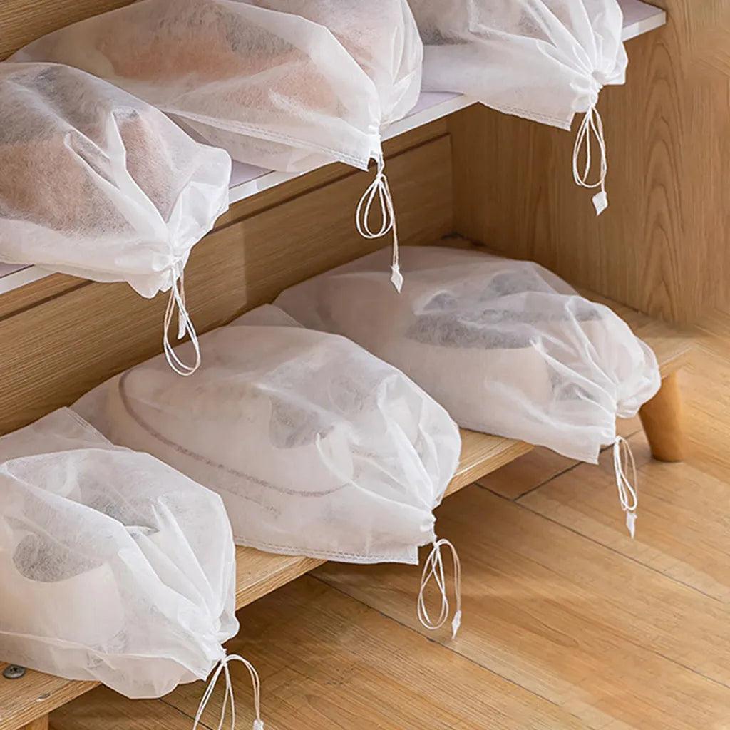 10pcs Shoes Storage Bag Closet Organizer Non-woven Travel Portable Bag Waterproof Pocket Clothing Classified Hanging Bags