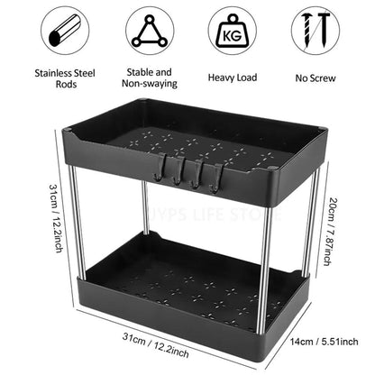 1/2 Pcs Under Sink Storage Organizer 2 Tier Drawer Multipurpose Rack Cabinet Under Sink Storage Rack Bathroom Kitchen Organizer