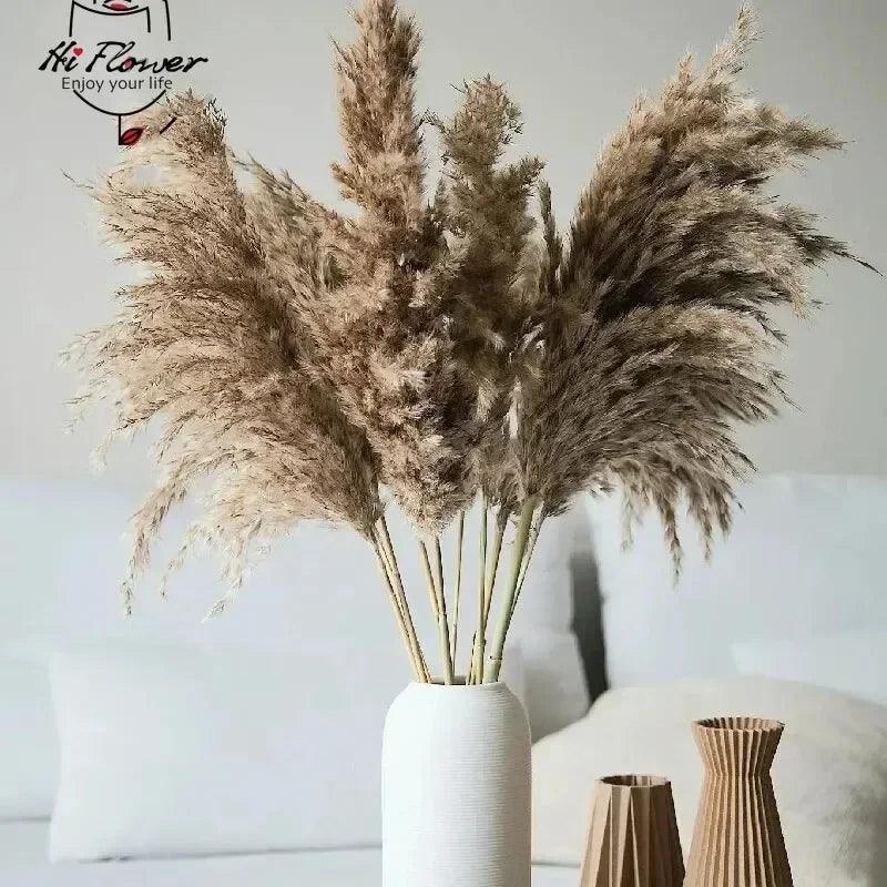 15pcs Pampas Grass Dried Flowers Bouquet Boho Home Vase Decoration Natural Phragmites Pampa Artifical Flower Wedding Party Decor