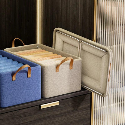 1PC Foldable Steel Frame Storage Box With Handle Non-Woven Saving Space Box Travel Storage Home Clothes Pants Organizers Box