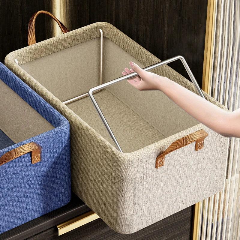 1PC Foldable Steel Frame Storage Box With Handle Non-Woven Saving Space Box Travel Storage Home Clothes Pants Organizers Box