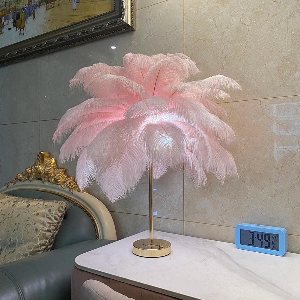 2022 New Touch Control Table Feather Lamp For Wedding Bedroom Decoration LED Desk Lamp With Feathers USB Power/Rechargeable