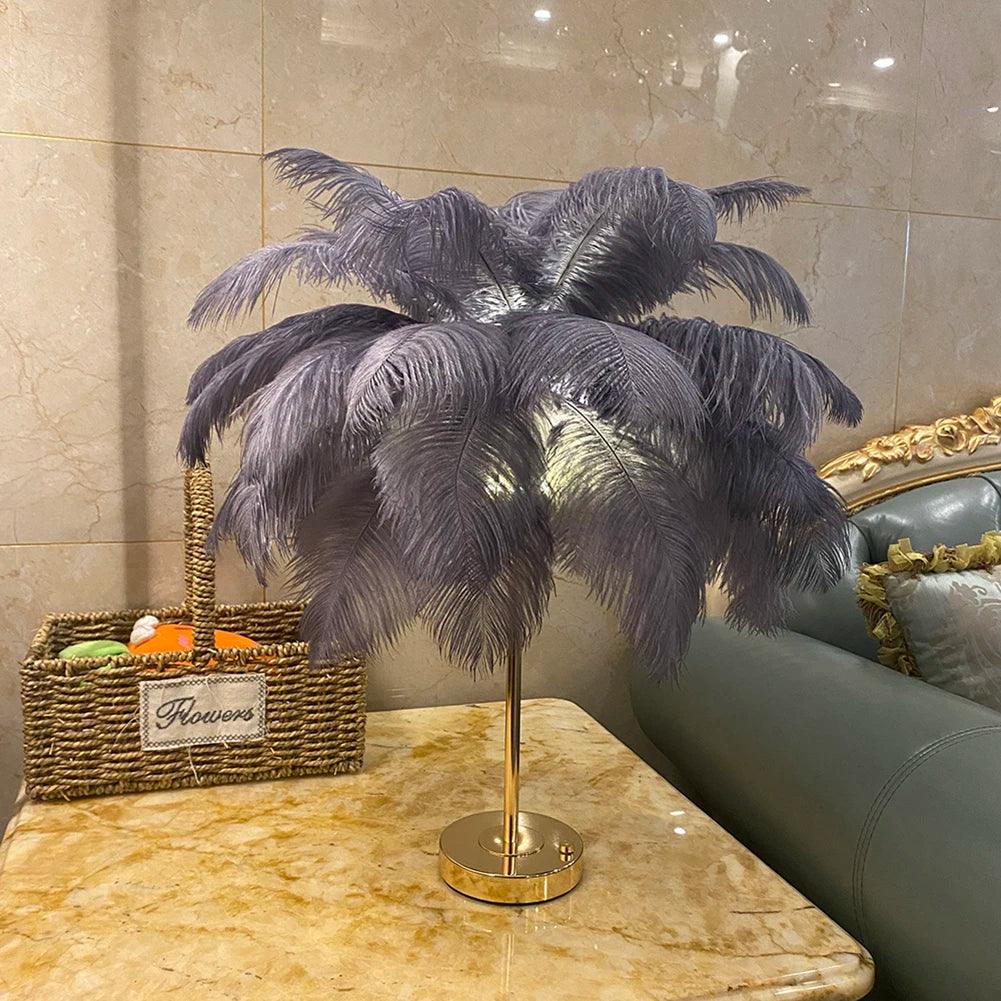 2022 New Touch Control Table Feather Lamp For Wedding Bedroom Decoration LED Desk Lamp With Feathers USB Power/Rechargeable
