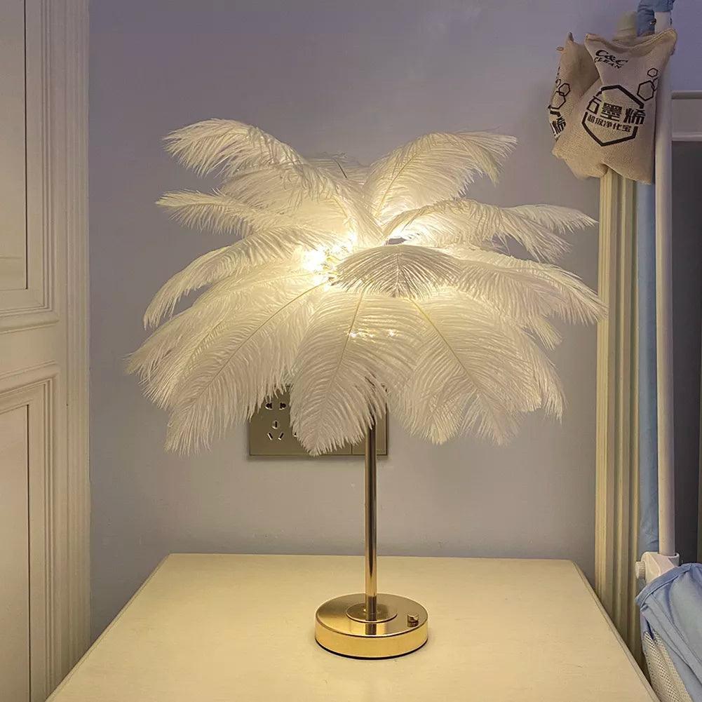 2022 New Touch Control Table Feather Lamp For Wedding Bedroom Decoration LED Desk Lamp With Feathers USB Power/Rechargeable