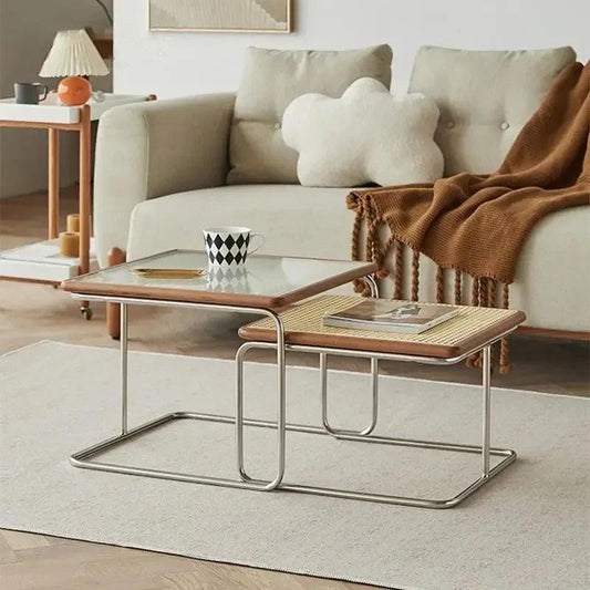 2023 New Ins Style Household Living Room Tea Table Modern Simple Vine Center Stainless Steel Dressing Tea Table DropShipping