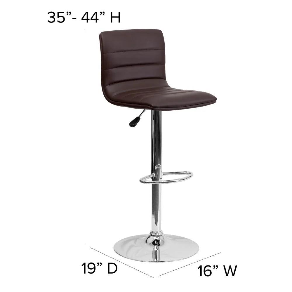 2023 New Modern Gray Vinyl Adjustable Bar Stool with Back, Counter Height Swivel Stool