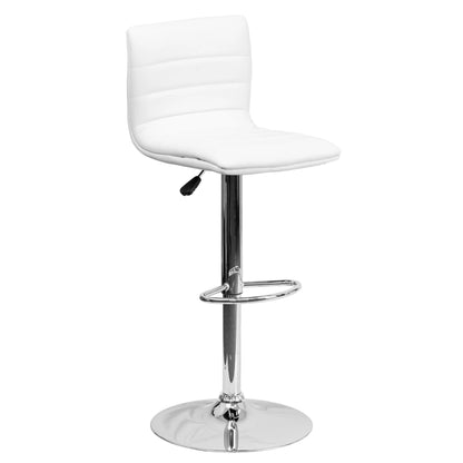 2023 New Modern Gray Vinyl Adjustable Bar Stool with Back, Counter Height Swivel Stool