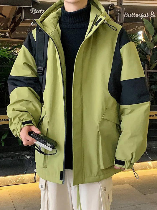 2023 New Winter Men's Parkas Thick Warm Jackets Korean Patchwork Casual Hooded Windbreaker Thermal Padded Coat Plus Size 8XL