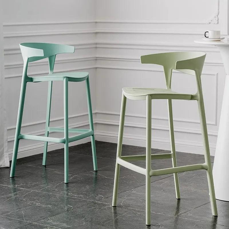 326Outdoor stool simple home backrest high chair Modern coffee shop milk tea shop plastic bar chair stackable bar chair
