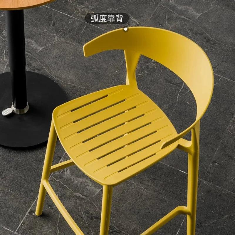 326Outdoor stool simple home backrest high chair Modern coffee shop milk tea shop plastic bar chair stackable bar chair