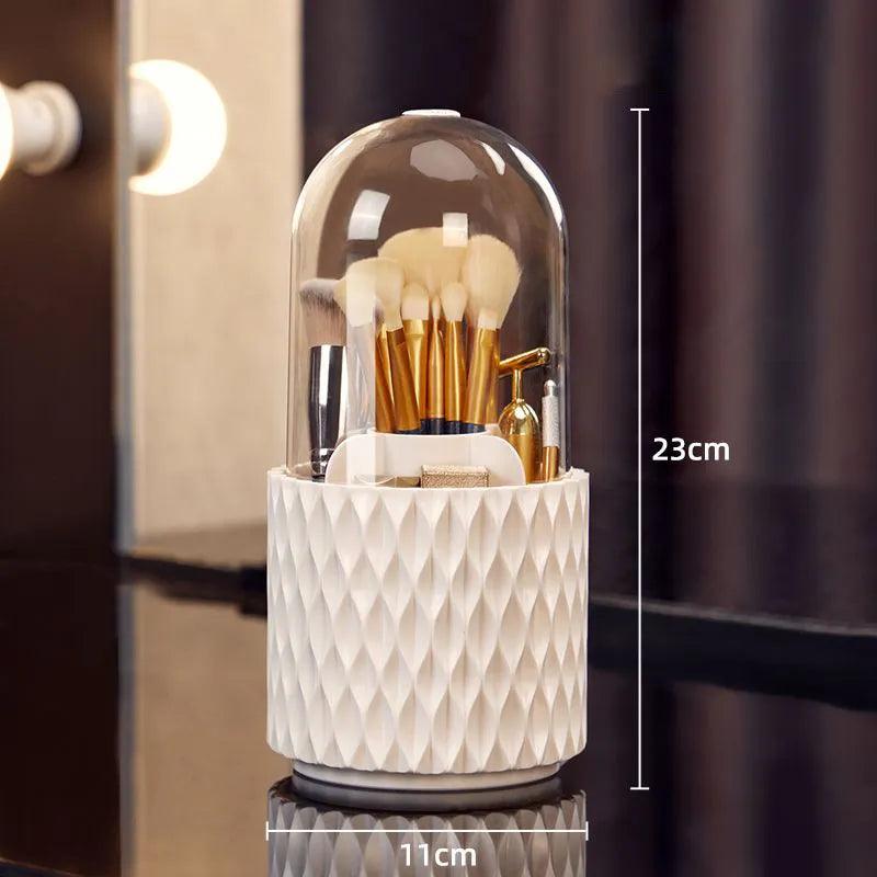 360° Rotating Makeup Brush Holder With Lid Luxury Cosmetic Organizer Lipstick Eyebrow Pencil Holder Eye Shadow Storage Box