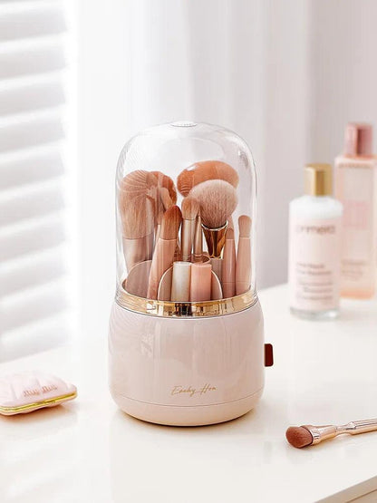 360° Rotating Makeup Brush Holder With Lid Luxury Cosmetic Organizer Lipstick Eyebrow Pencil Holder Eye Shadow Storage Box