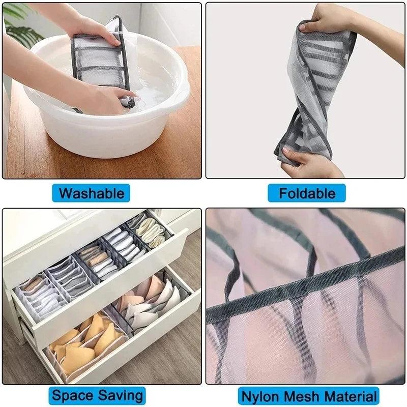 3pcs Underwear Storage Box, Folding Closet Organizer Bra Sock Panty Underwear Organizer, for Dormitory Bedroom Drawer Divider 5.