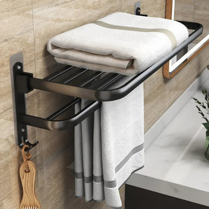 40/50/60CM No Drilling Towel Rack Movable Holder With Hook Wall Mount Shelf Aluminum Shower Hanger Rail Bathroom Accessories