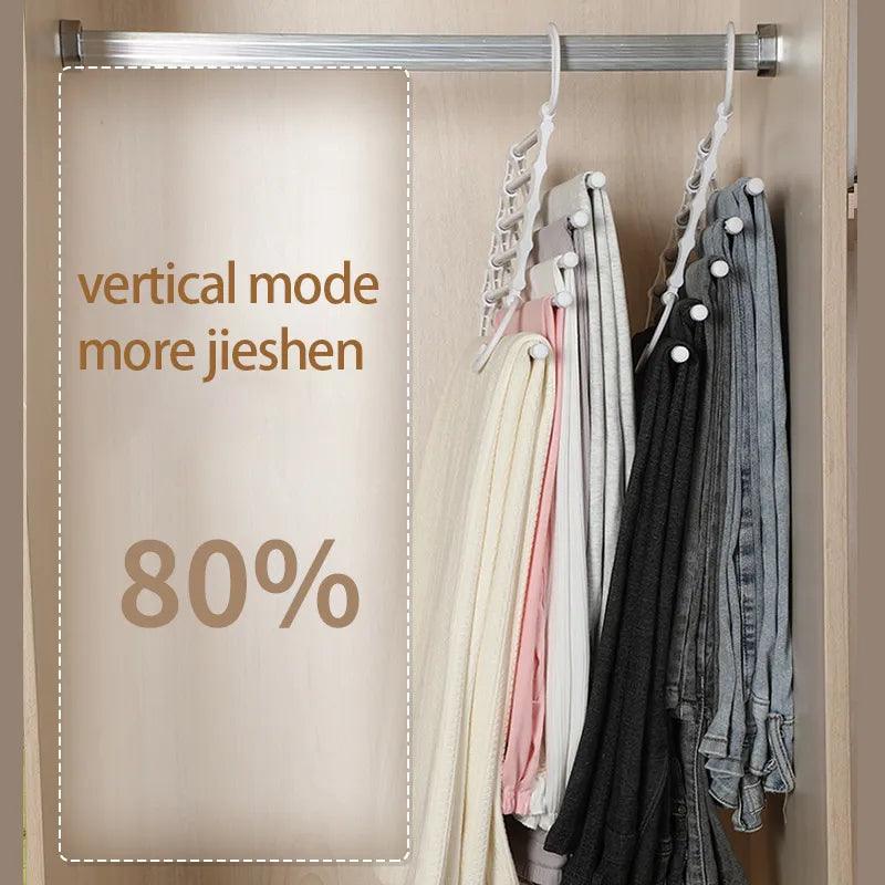 5 In 1 Magic Trousers Rack Closet Storage Organizer Multi-layer Pants Rack Folding Clothing Hanger Wardrobe Storage Organization