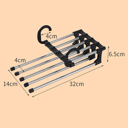 5 In 1 Magic Trousers Rack Closet Storage Organizer Multi-layer Pants Rack Folding Clothing Hanger Wardrobe Storage Organization