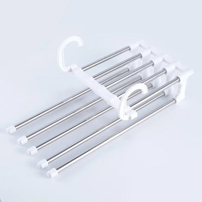 5 In 1 Magic Trousers Rack Closet Storage Organizer Multi-layer Pants Rack Folding Clothing Hanger Wardrobe Storage Organization