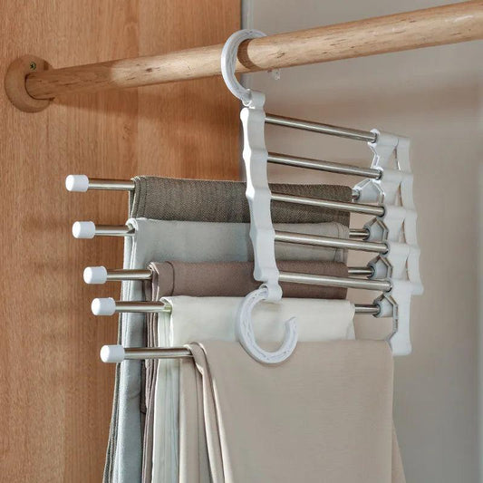 5 In 1 Magic Trousers Rack Closet Storage Organizer Multi-layer Pants Rack Folding Clothing Hanger Wardrobe Storage Organization