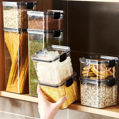 5Pcs Sealed Jars Kitchen Grain Storage Organizer Large Tank Plastic Moisture-proof Storage Box Household Seasoning Jars Set