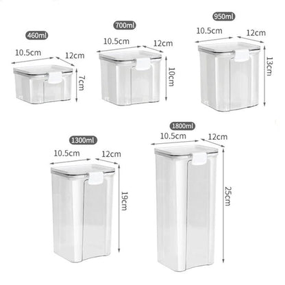 5Pcs Sealed Jars Kitchen Grain Storage Organizer Large Tank Plastic Moisture-proof Storage Box Household Seasoning Jars Set