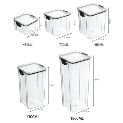 5Pcs Sealed Jars Kitchen Grain Storage Organizer Large Tank Plastic Moisture-proof Storage Box Household Seasoning Jars Set