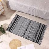 60x90cm Retro Bohemian Hand Woven Tassel Carpet for Home Living Room Window Bedside Linen Rug Table Runner Door Mat Home Decor