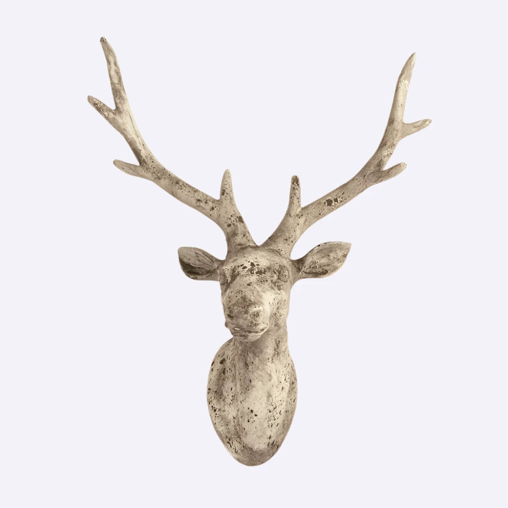 Rustic Deer Head Wall Décor - Handcrafted Terracotta Mount