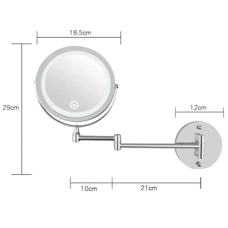 7 Inch Wall Mounted Bathroom Mirror Adjustable LED Makeup Mirror 10X Magnifying Touch Vanity Cosmetic Mirrors with Light