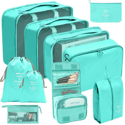 7/8/9/10 Pcs Set Travel Organizer Storage Bags Suitcase Packing Cubes Cases Portable Wardrobe Luggage Clothes Shoe Pouch Fold