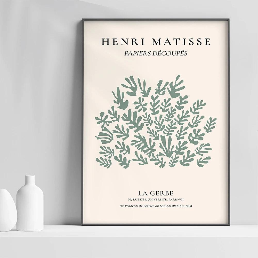 Abstract Matisse Flowers Leaf Nordic Neutral Gallery Posters And Prints Painting Wall Art Canvas Wall Pictures For Living Room