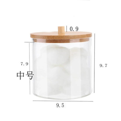 Acrylic Qtips Holder Dispenser Bathroom Jars with Bamboo Lids, Cotton Ball Pad Round Swab Holder for Bathroom Accessories Storag