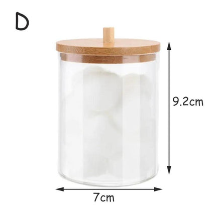 Acrylic Storage Box Bathroom Jar Makeup Organizer Cotton Round Pad Holder Cotton Swab Box Qtip Holder Dispenser with Bamboo Lid