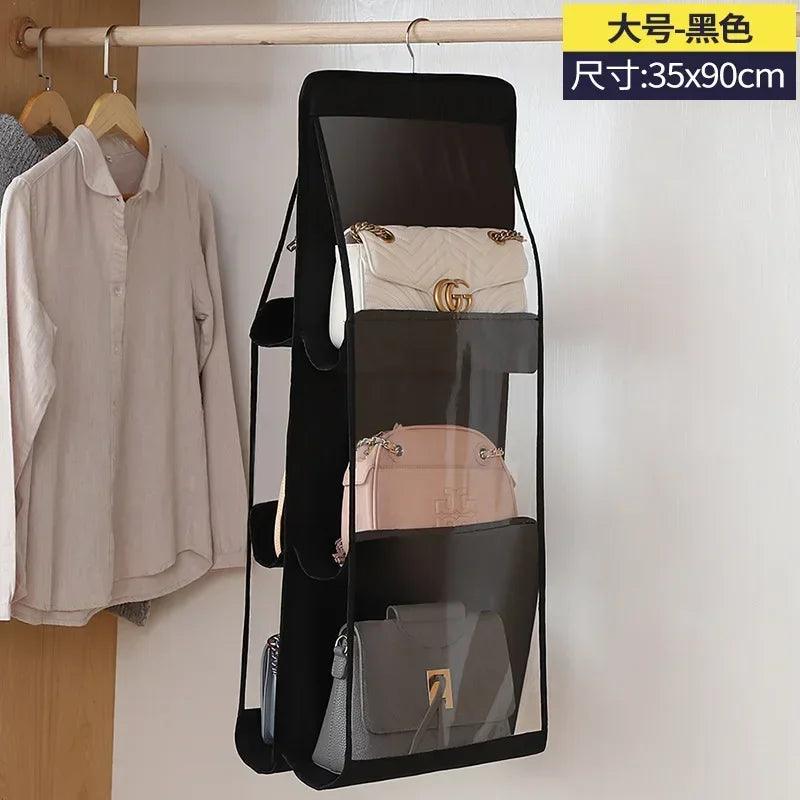 Bag Storage Artifact Handbag Holder Bedroom Wardrobe Closet Handbag Organizer Dust-proof 6/8 Pocket Hanging Handbag Organizer