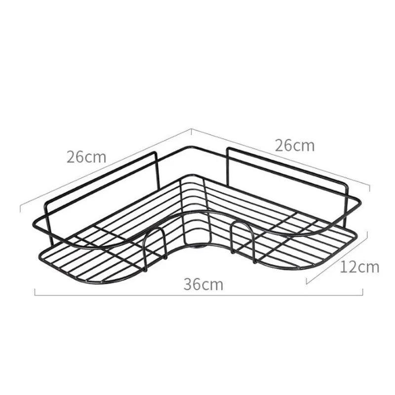 Bathroom Corner Storage Shelves Wall Mounted Rack Shampoo Holder Iron Shower Drain Basket Punch-Free Organizer Bath Accessories