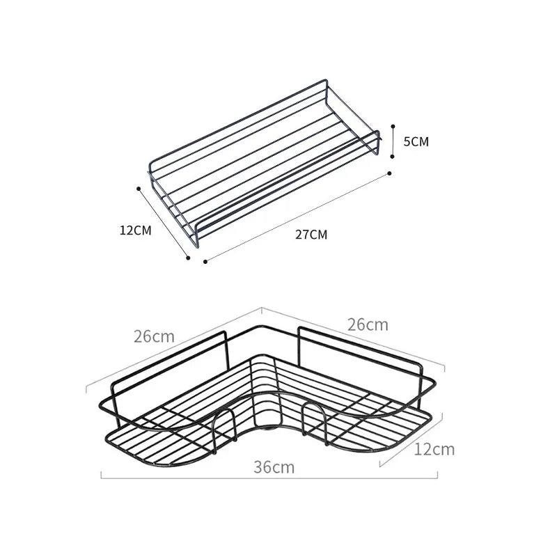 Bathroom Shelf Wall Mounted Corner Storage Shelves Shampoo Holder Cosmetic Rack Iron Shower Drain Basket Bathroom Organizer