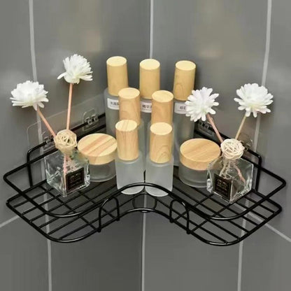 Bathroom Shelf Wall Mounted Corner Storage Shelves Shampoo Holder Cosmetic Rack Iron Shower Drain Basket Bathroom Organizer