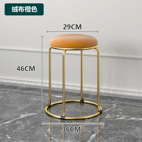 Beauty Salon Gold Luxury Velvet Dining Chair Bar Stool Dresser Dining Chair Low Stool Entrance Muebles Nordic Furniture YH