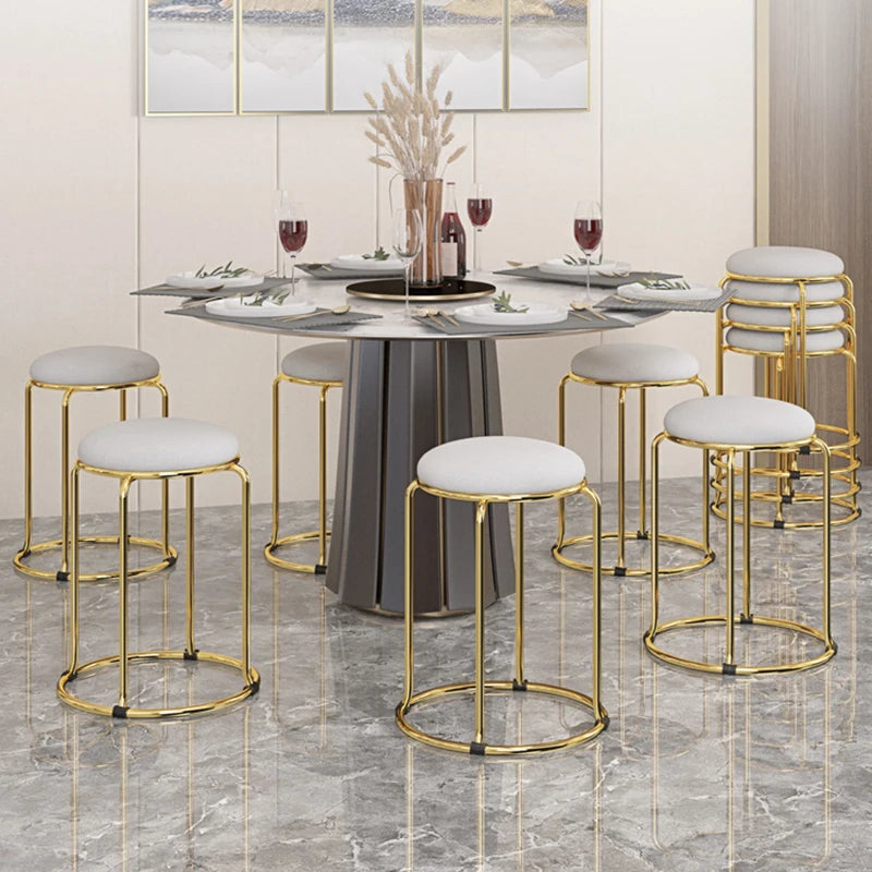 Beauty Salon Gold Luxury Velvet Dining Chair Bar Stool Dresser Dining Chair Low Stool Entrance Muebles Nordic Furniture YH