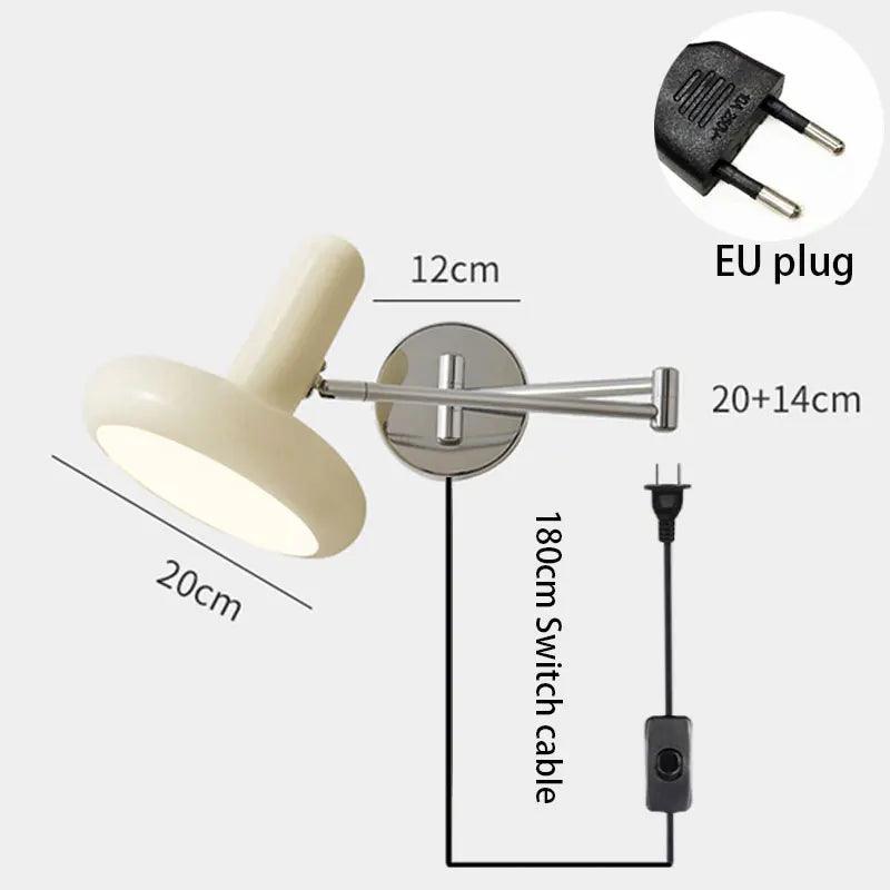 Bedroom Bedside Wall lamp LED E27 bulbs Living room Wall lamp Cream style Nordic Creative retractable study reading rocker lamp