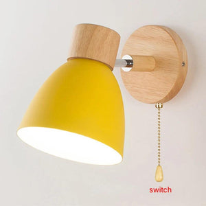 Bedside LED wall lamp with switch Nordic modern E27 wood sconce lights indoor lighting home decor bedroom living room kitchen