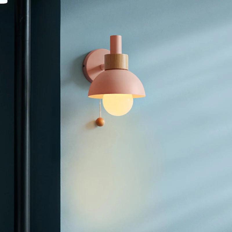 Bedside LED wall lamp with switch Nordic modern E27 wood sconce lights indoor lighting home decor bedroom living room kitchen