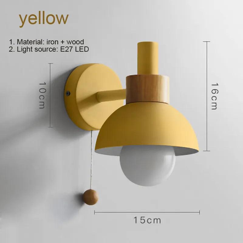 Bedside LED wall lamp with switch Nordic modern E27 wood sconce lights indoor lighting home decor bedroom living room kitchen