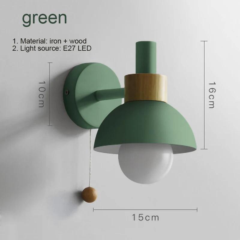 Bedside LED wall lamp with switch Nordic modern E27 wood sconce lights indoor lighting home decor bedroom living room kitchen