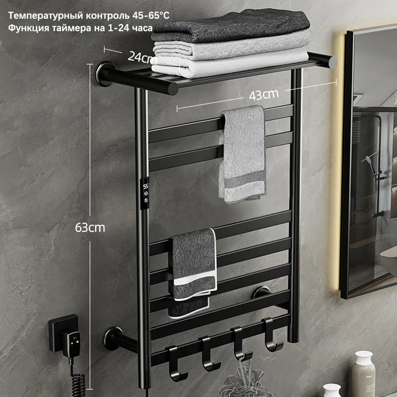 Black/White/Gray Towel Dryer.Digital Display Electric Towel Rack With Shelf.Bathroom Temperature Control Timing Towel Warmer.