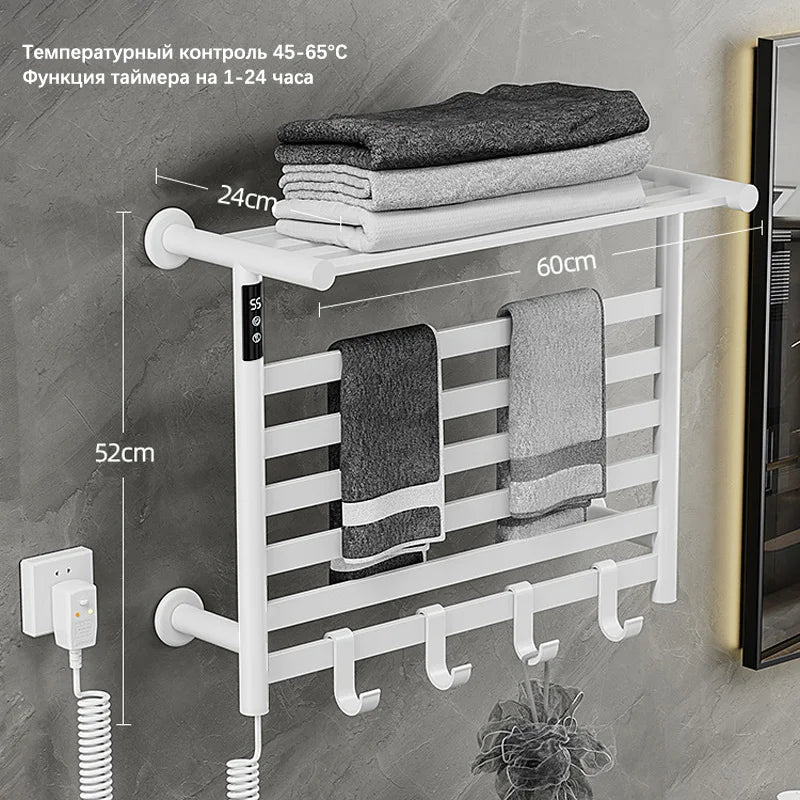 Black/White/Gray Towel Dryer.Digital Display Electric Towel Rack With Shelf.Bathroom Temperature Control Timing Towel Warmer.