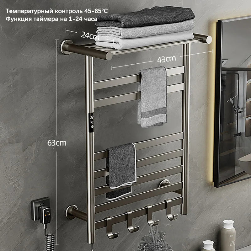 Black/White/Gray Towel Dryer.Digital Display Electric Towel Rack With Shelf.Bathroom Temperature Control Timing Towel Warmer.