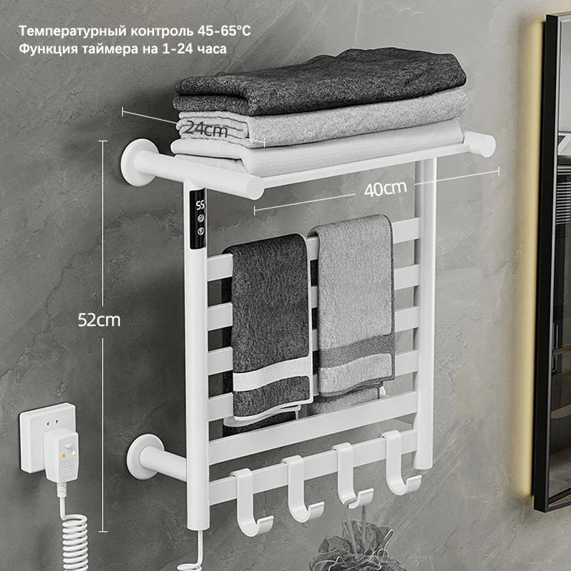 Black/White/Gray Towel Dryer.Digital Display Electric Towel Rack With Shelf.Bathroom Temperature Control Timing Towel Warmer.