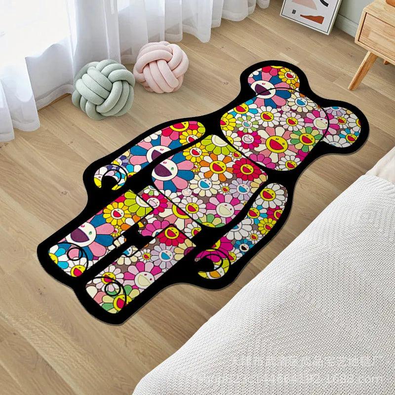 Cartoon Bear Rug Irregular Cute Animals Carpet for Bedroom Bedside Living Room Non-slip Fashion Home Floor Mat